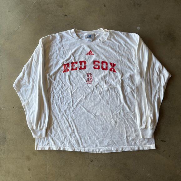 VINTAGE Y2K ADIDAS BOSTON RED SOX LONG SLEEVE T-SHIRT MLB BASEBALL MENS XL - Picture 1 of 5